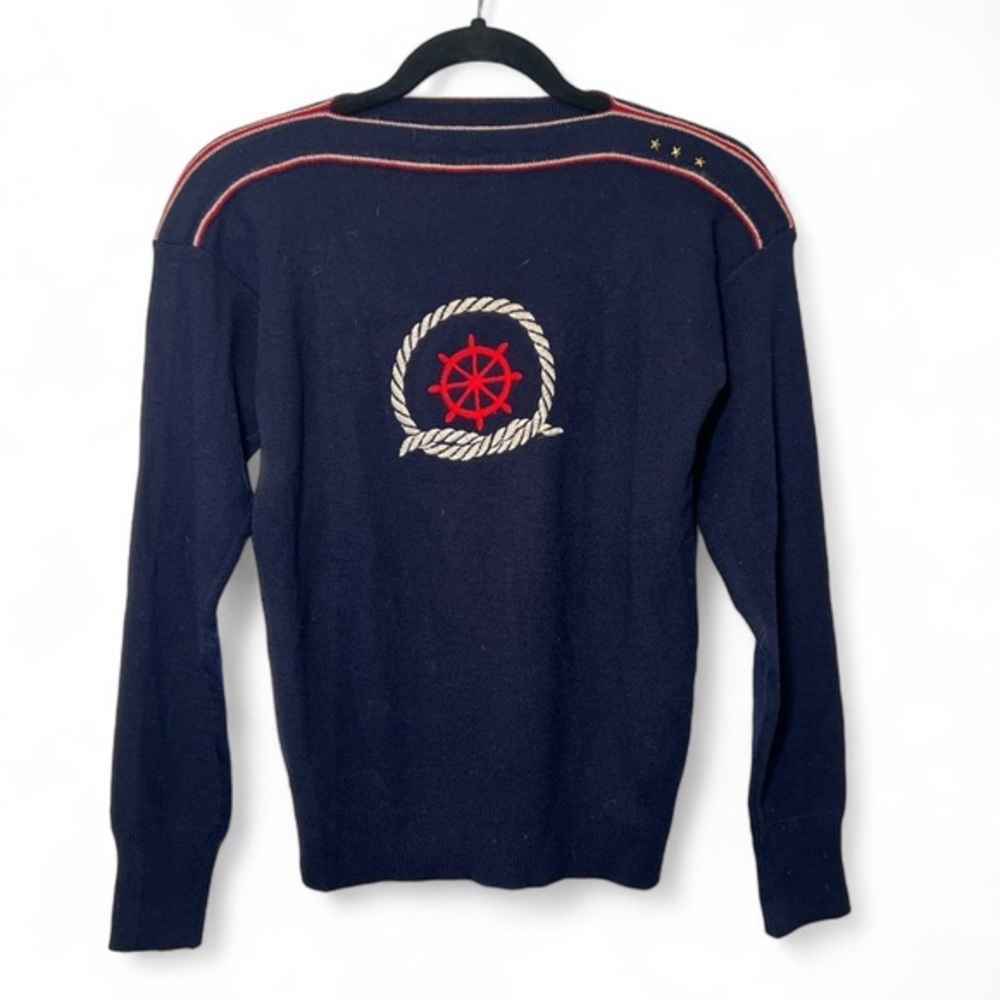 SeVReS Women 46 / 10 / L  Wool Blend Nautical Coastal Sailor Pullover Sweater‎
